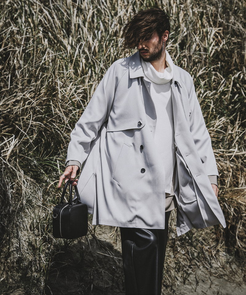 Double gun flap big trench coat