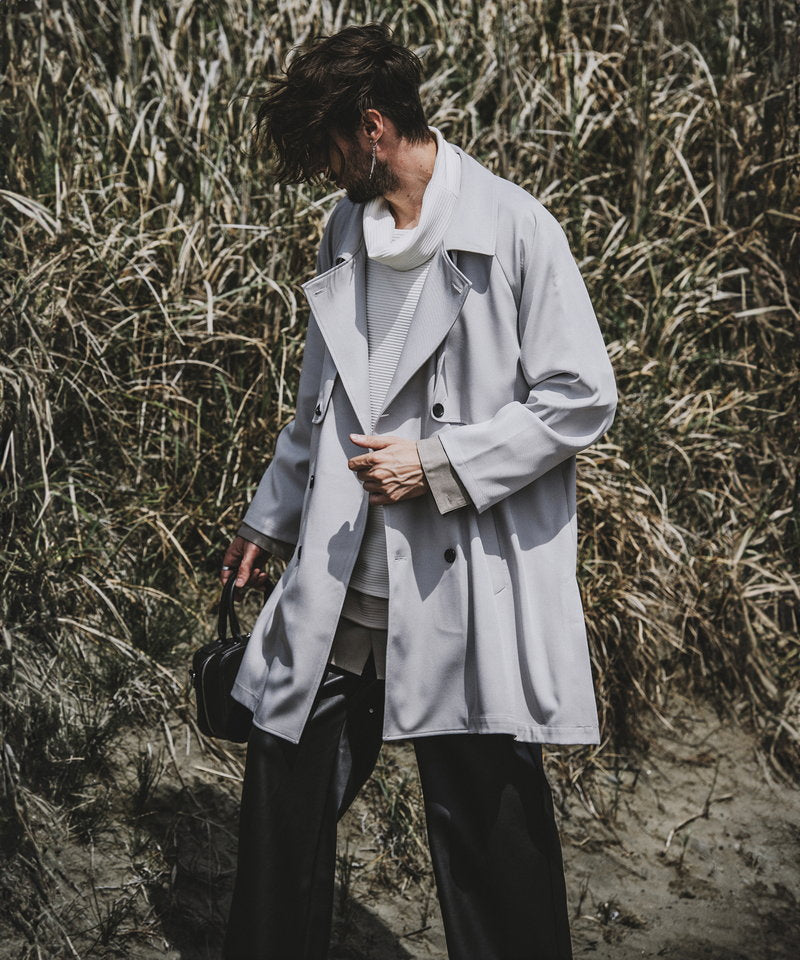 Double gun flap big trench coat