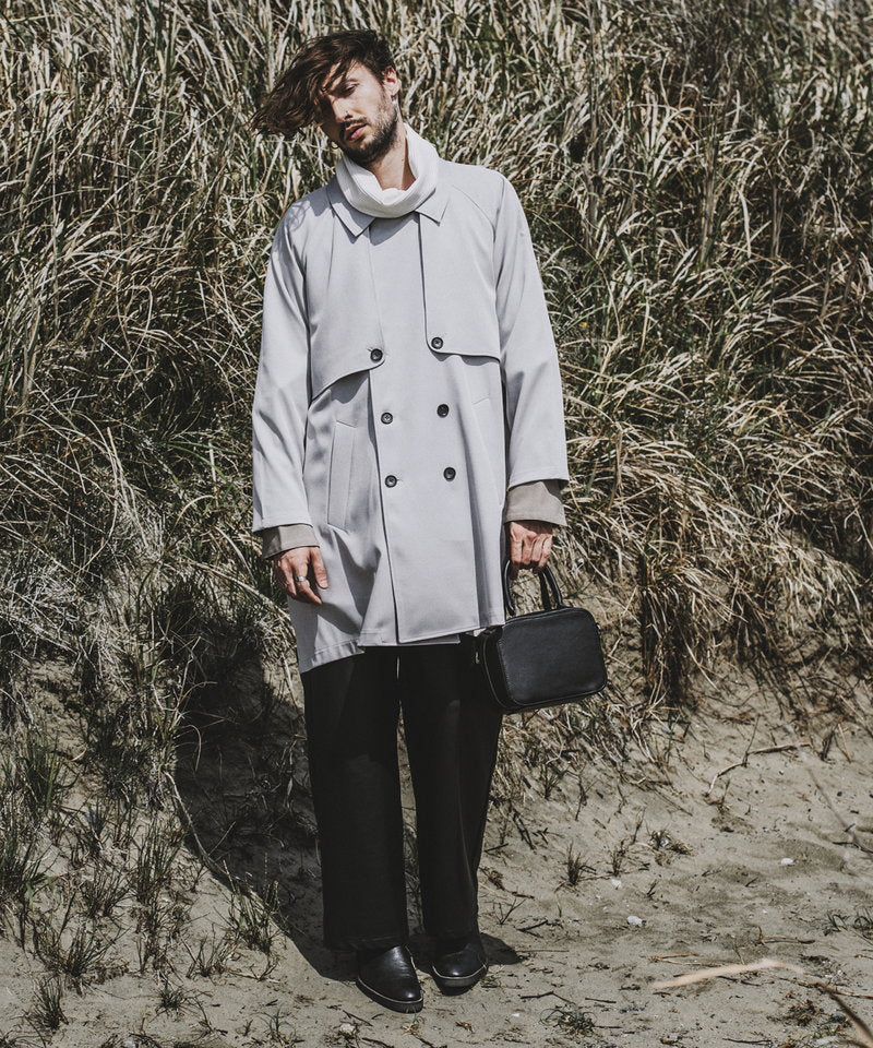 Double gun flap big trench coat