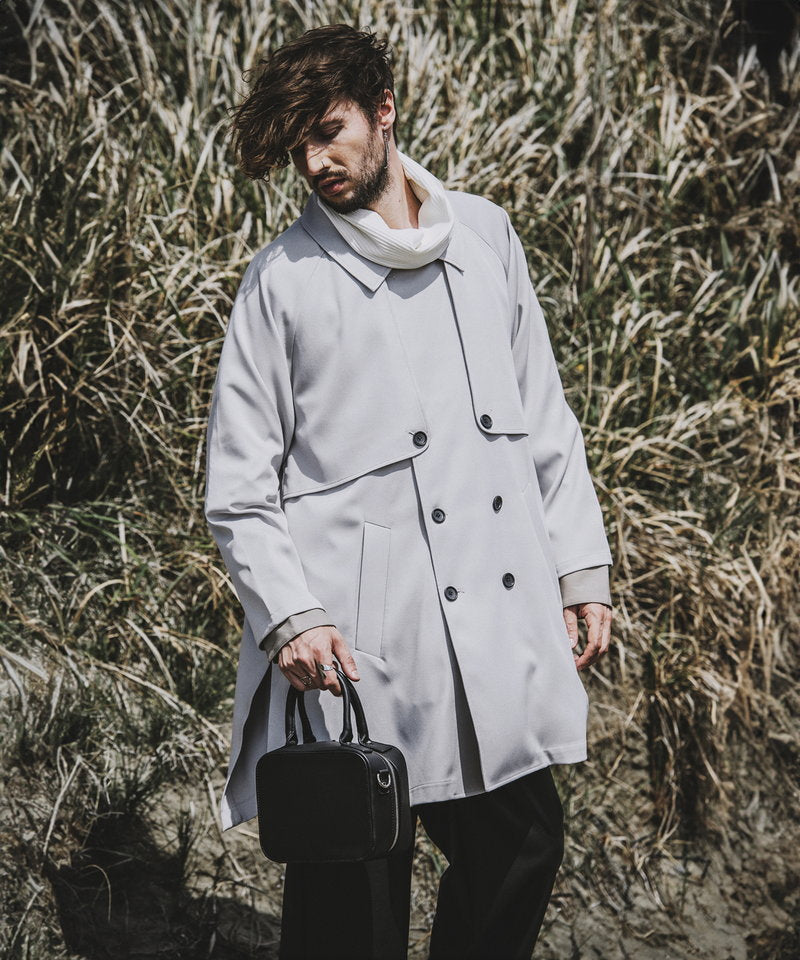 Double gun flap big trench coat