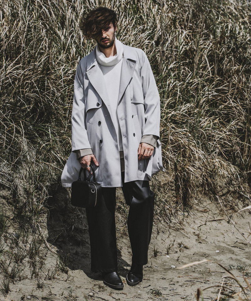 Double gun flap big trench coat