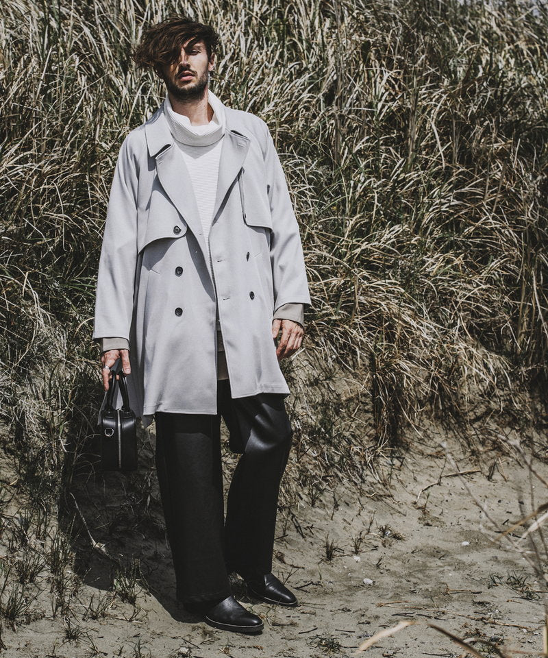 Double gun flap big trench coat