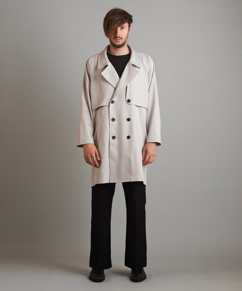 Double gun flap big trench coat