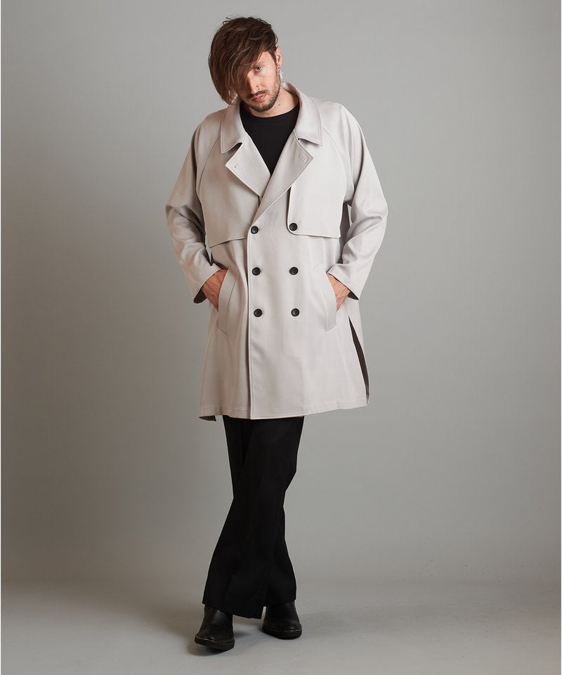 Double gun flap big trench coat