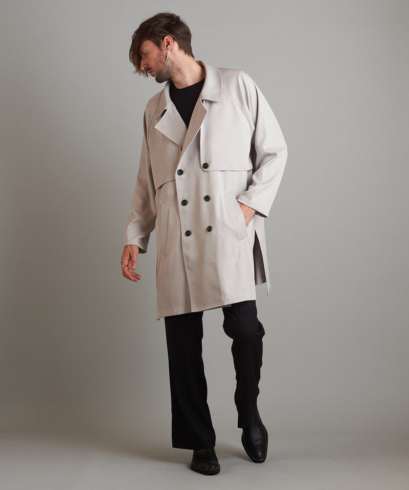 Double gun flap big trench coat