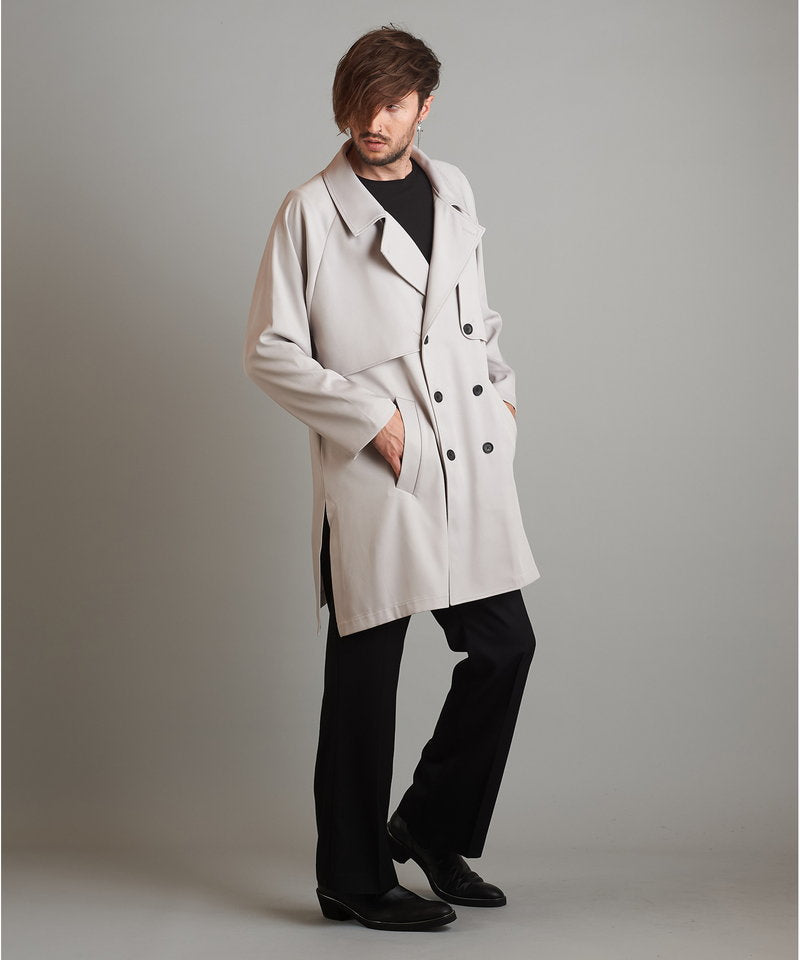 Double gun flap big trench coat