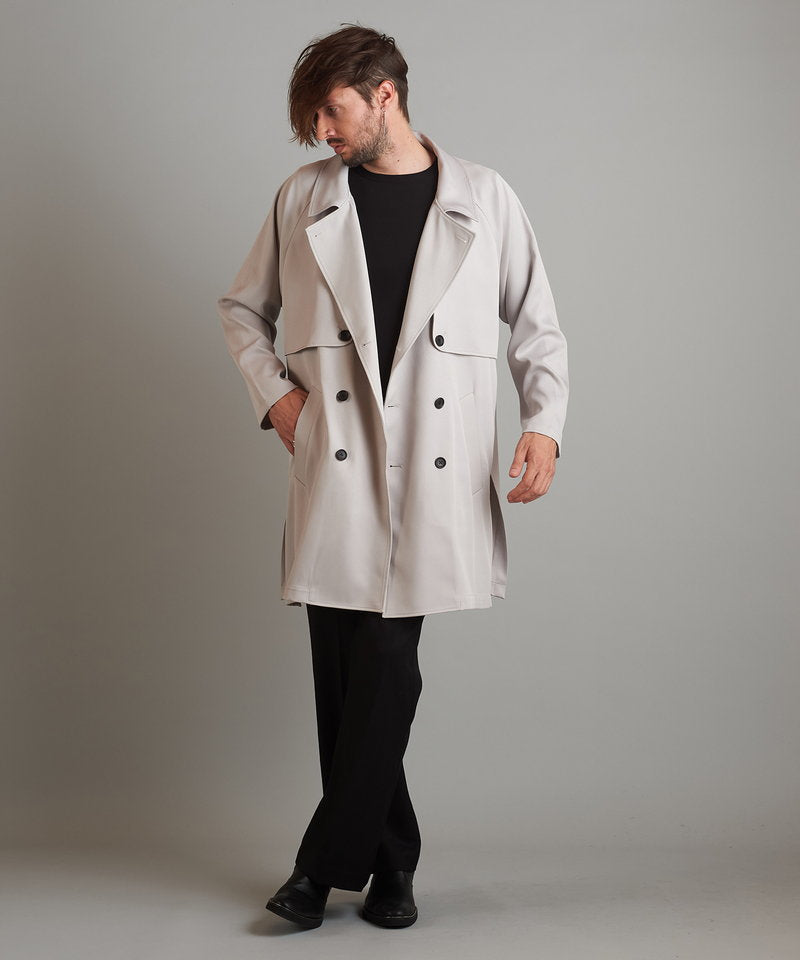 Double gun flap big trench coat