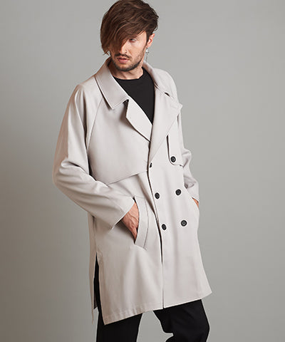 Double gun flap big trench coat