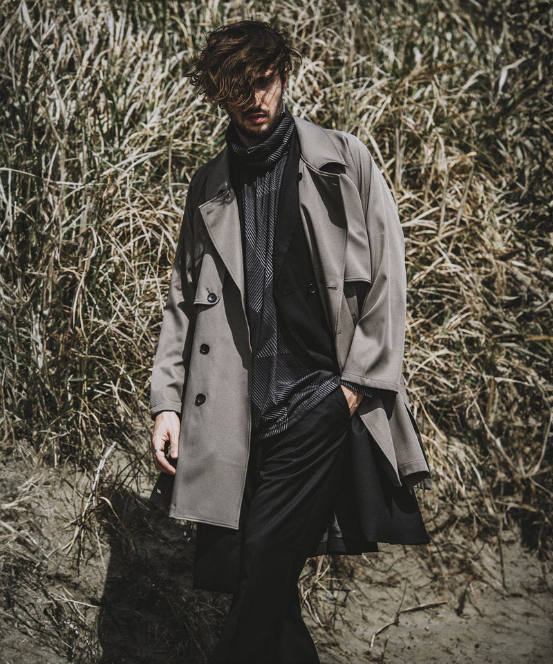 Double gun flap big trench coat