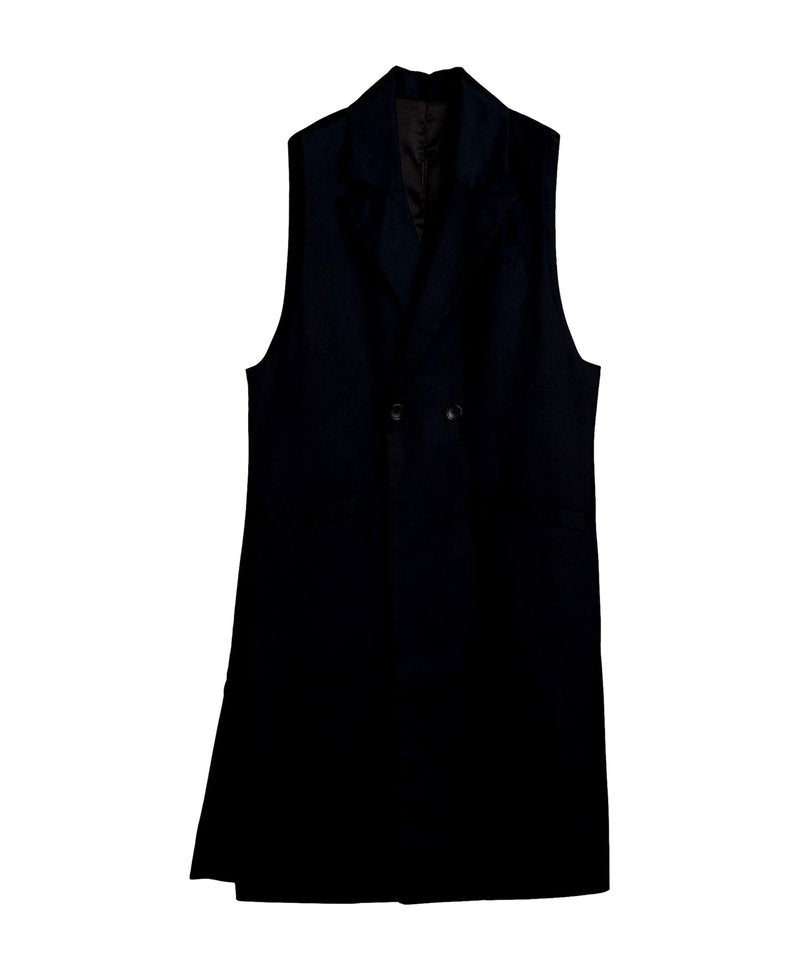 Sleeveless deep long jacket