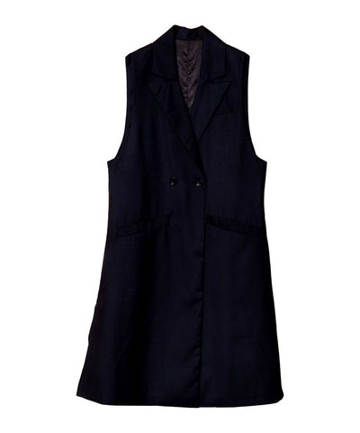 Sleeveless deep long jacket