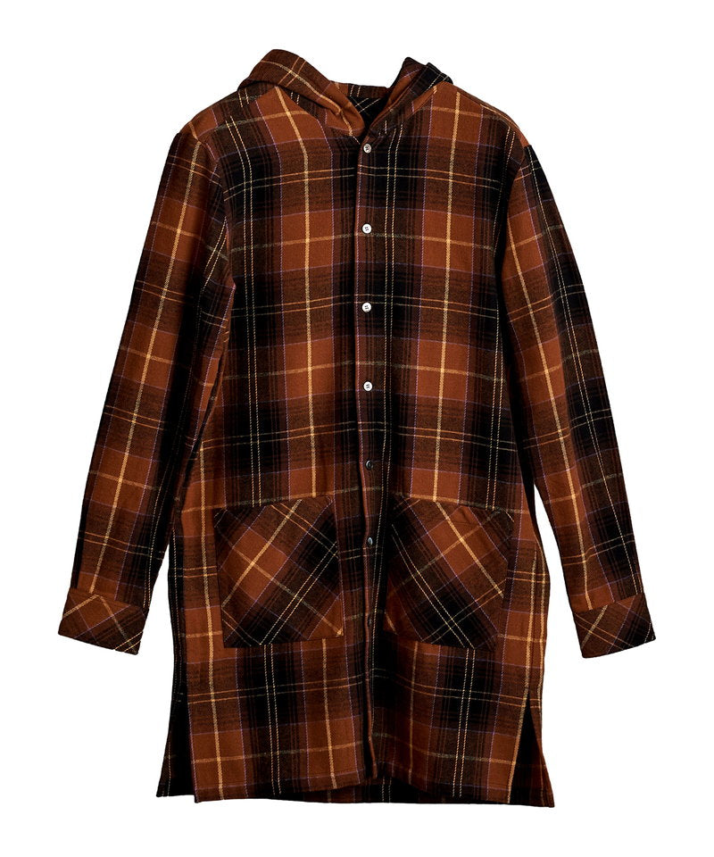 チェックフードロングSH