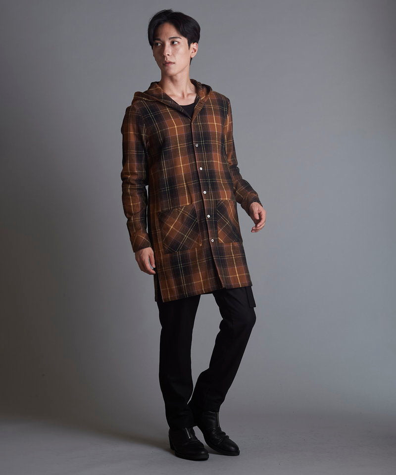 チェックフードロングSH