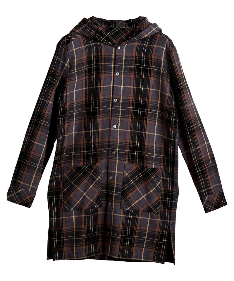 チェックフードロングSH