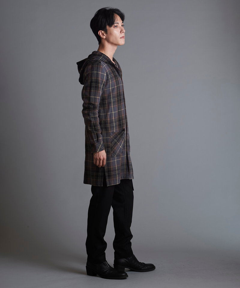 チェックフードロングSH