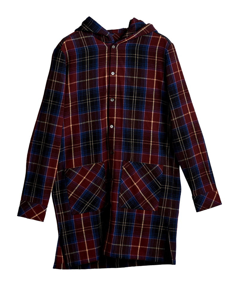 チェックフードロングSH