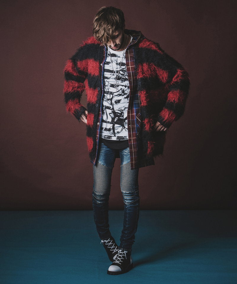 チェックフードロングSH