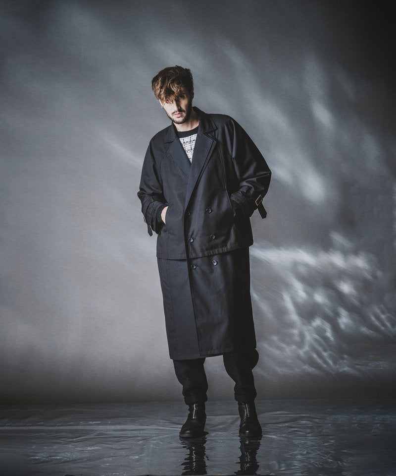 Double-breasted layered big long coat