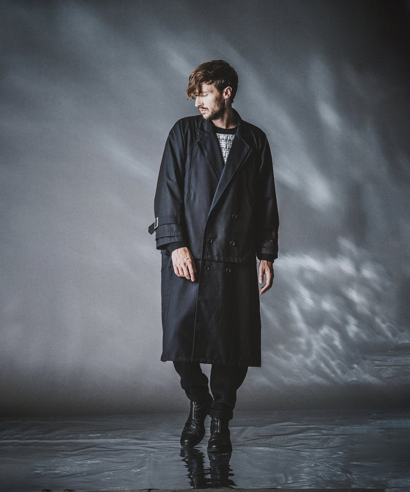 Double-breasted layered big long coat