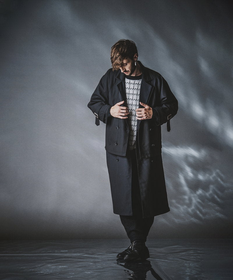 Double-breasted layered big long coat