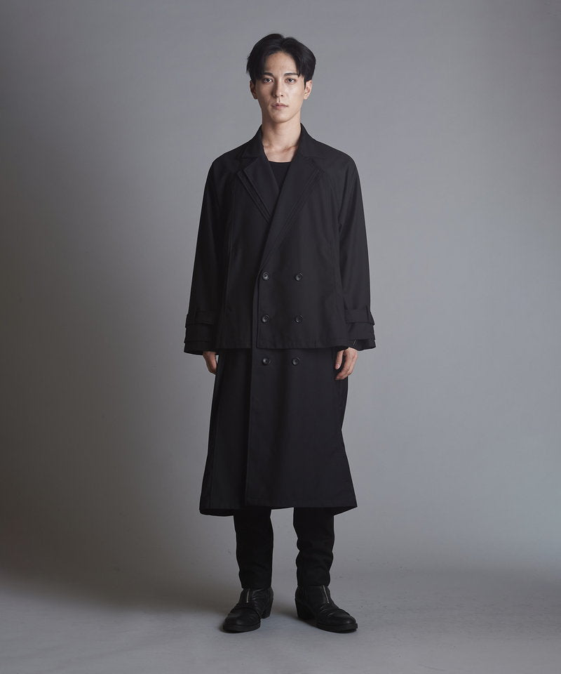 Double-breasted layered big long coat