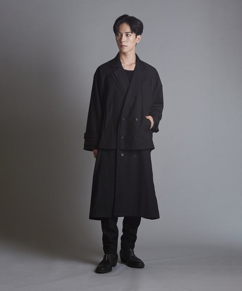 Double-breasted layered big long coat