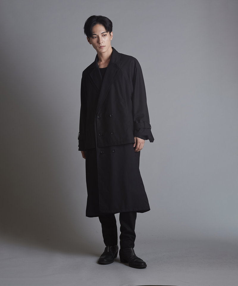 Double-breasted layered big long coat