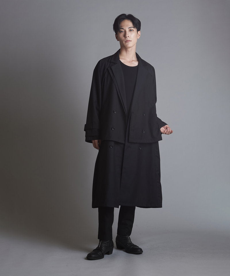 Double-breasted layered big long coat