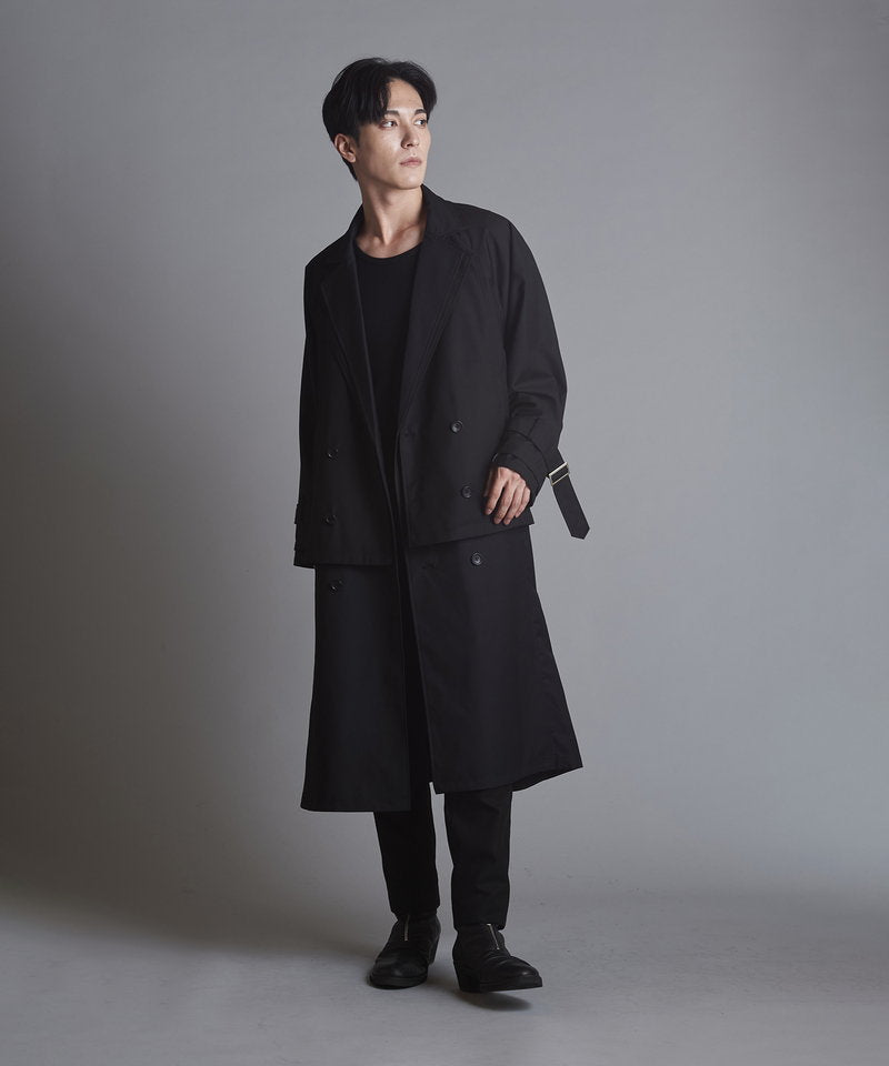 Double-breasted layered big long coat