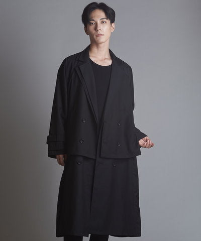 Double-breasted layered big long coat