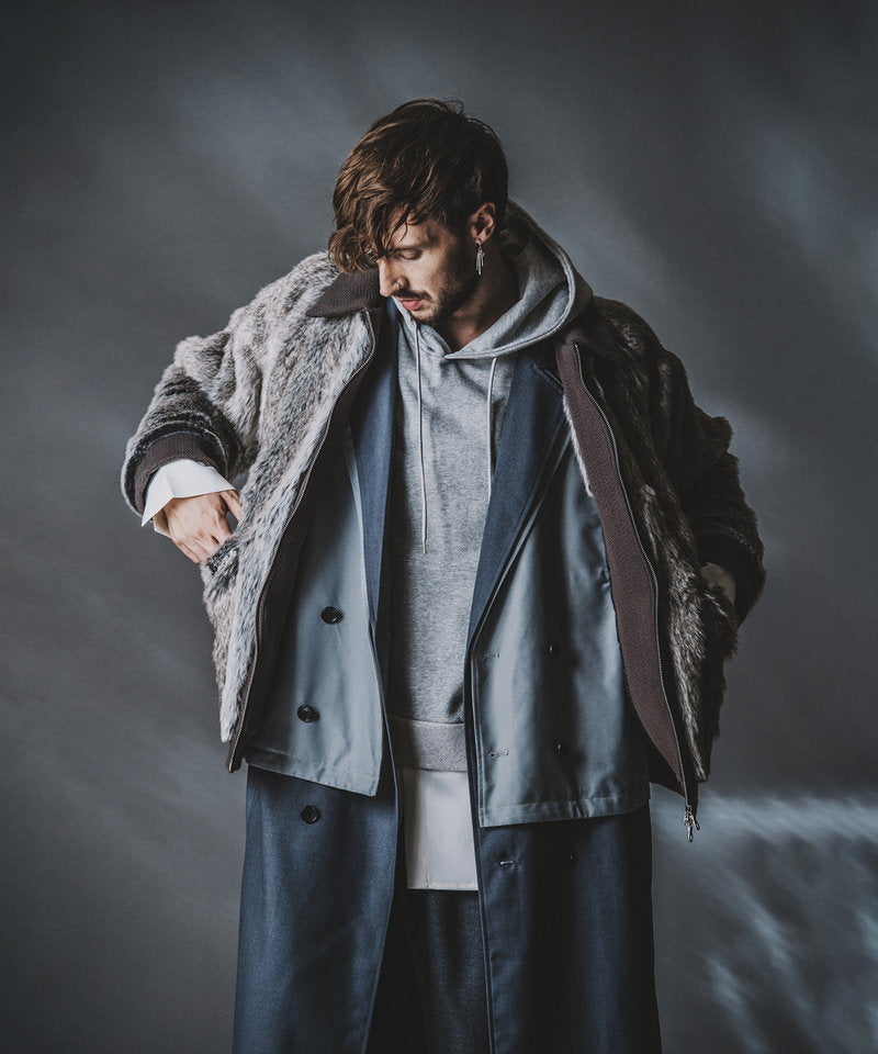 Double-breasted layered big long coat