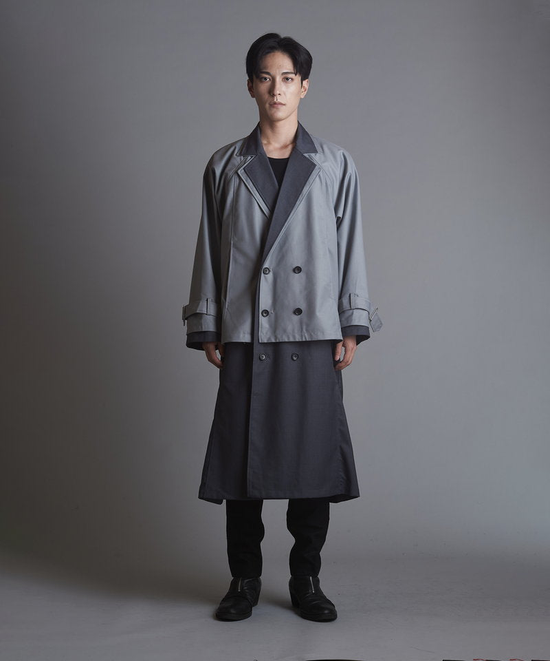 Double-breasted layered big long coat