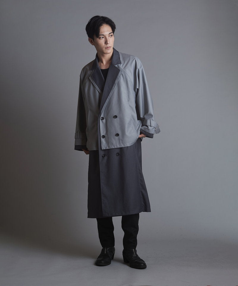 Double-breasted layered big long coat