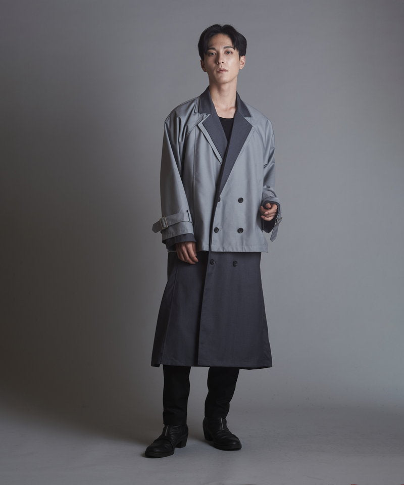 Double-breasted layered big long coat