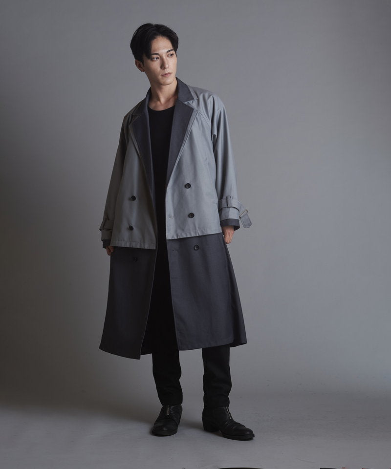 Double-breasted layered big long coat