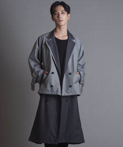 Double-breasted layered big long coat