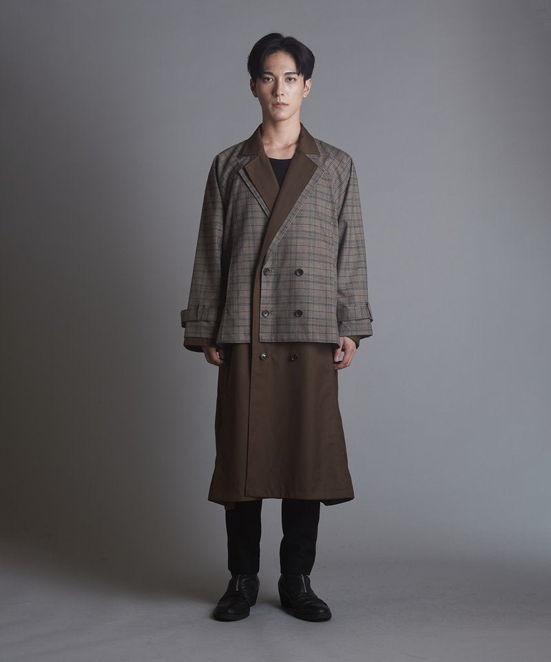 Double-breasted layered big long coat