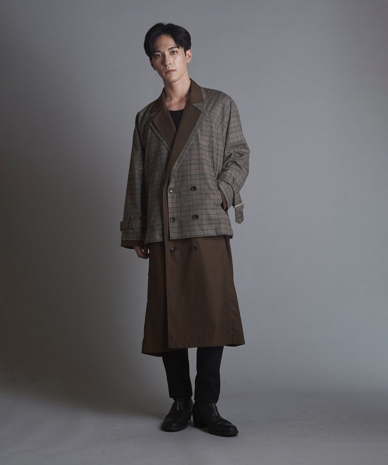 Double-breasted layered big long coat