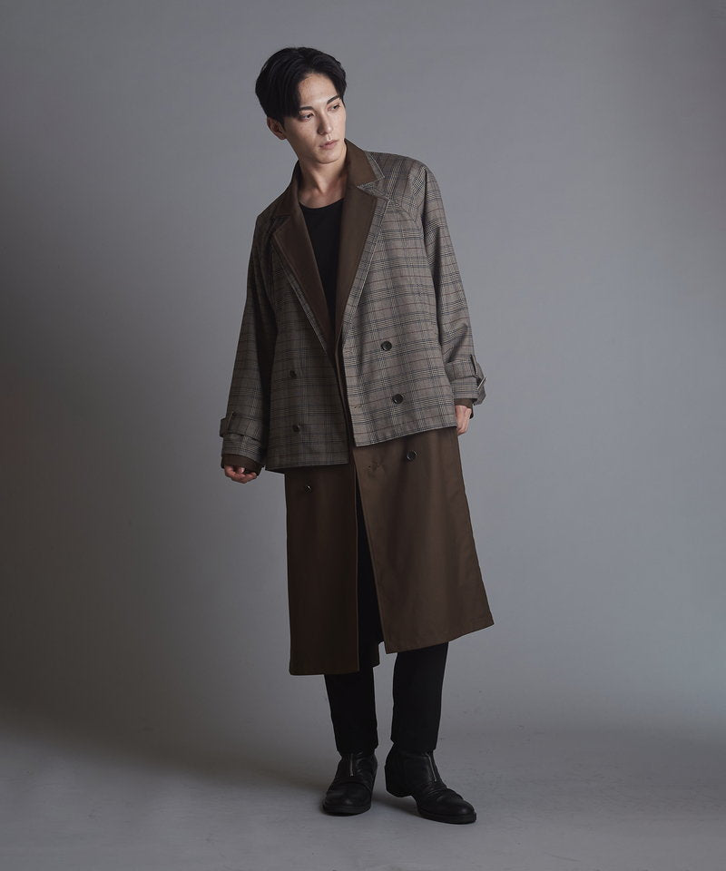 Double-breasted layered big long coat