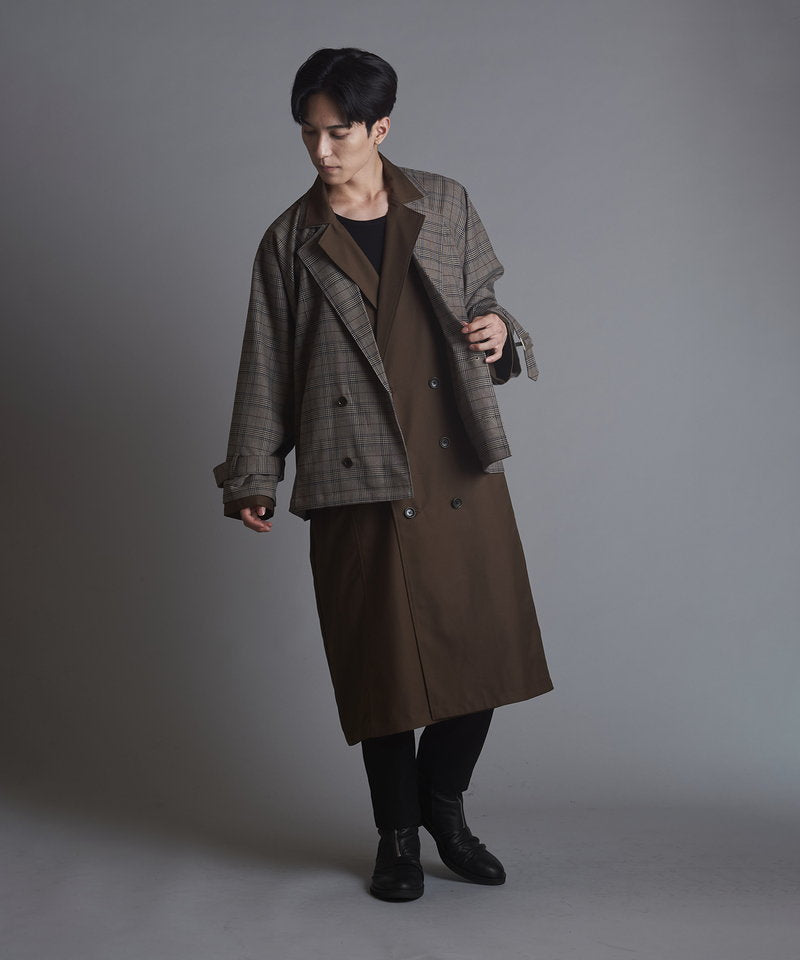 Double-breasted layered big long coat