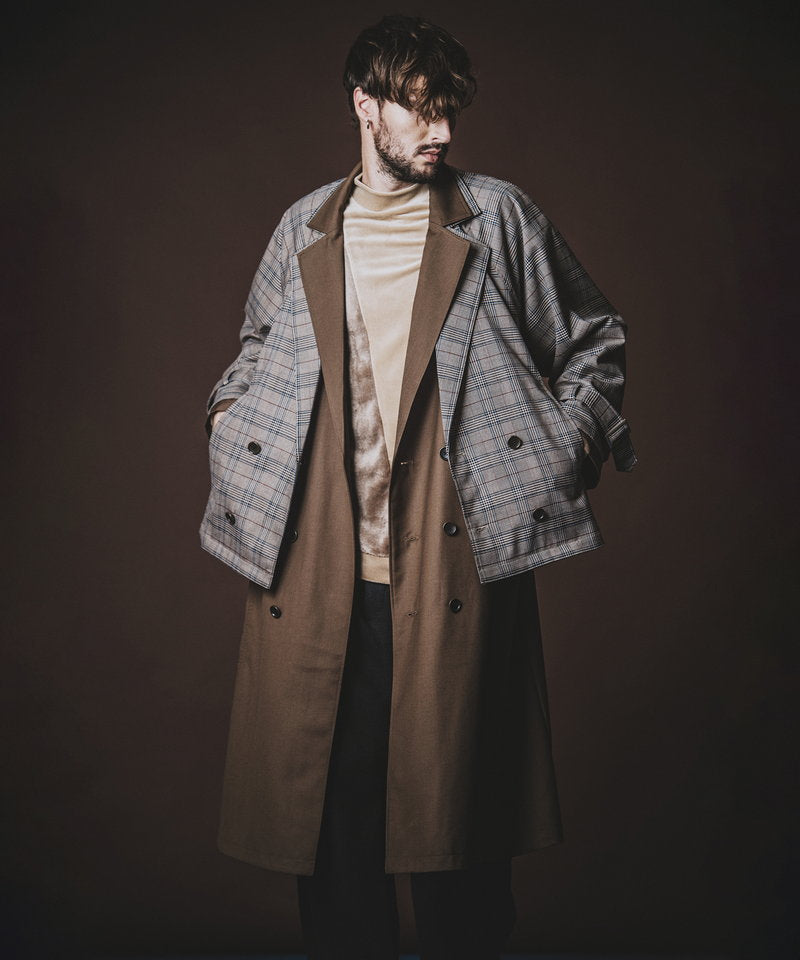 Double-breasted layered big long coat