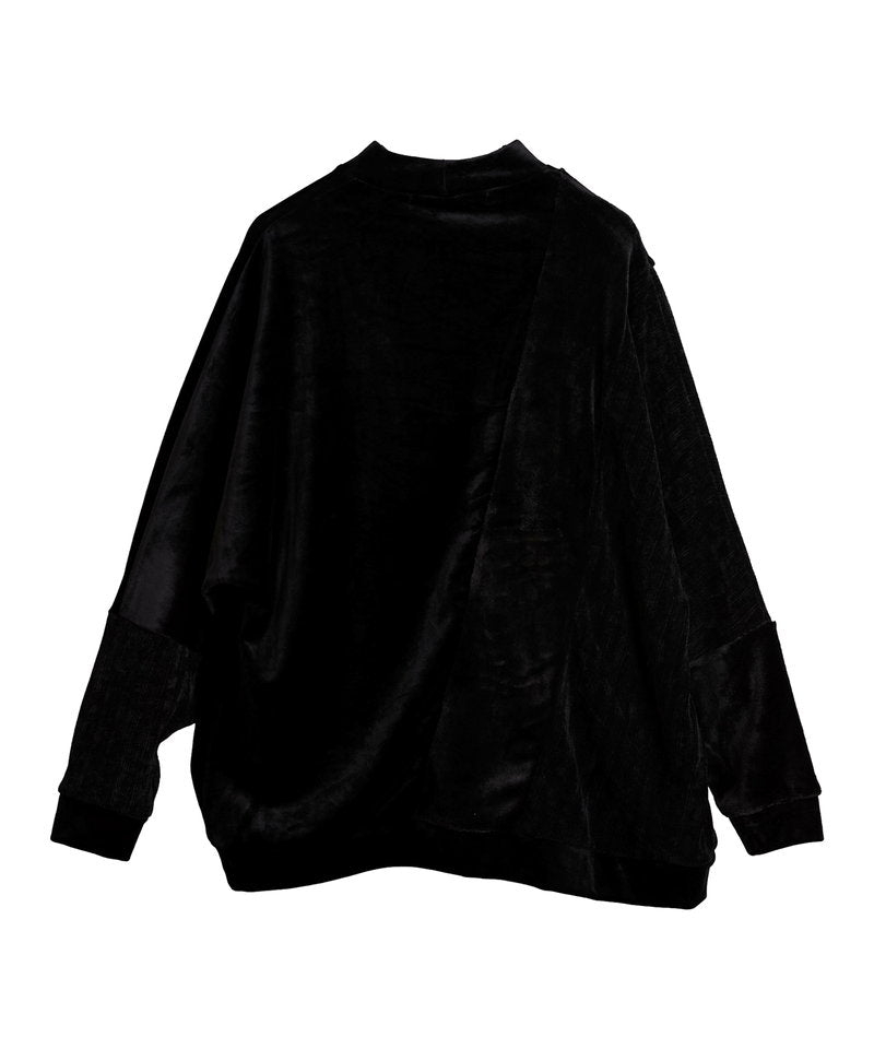 Eco fur switching dolman sleeve mock neck PO