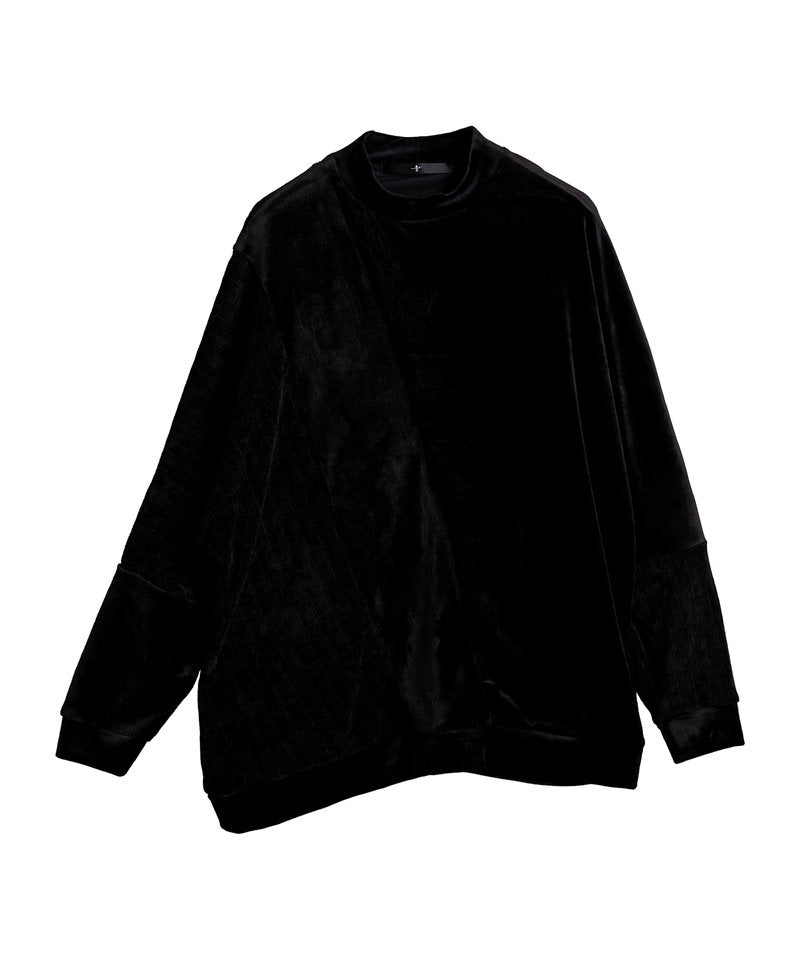 Eco fur switching dolman sleeve mock neck PO