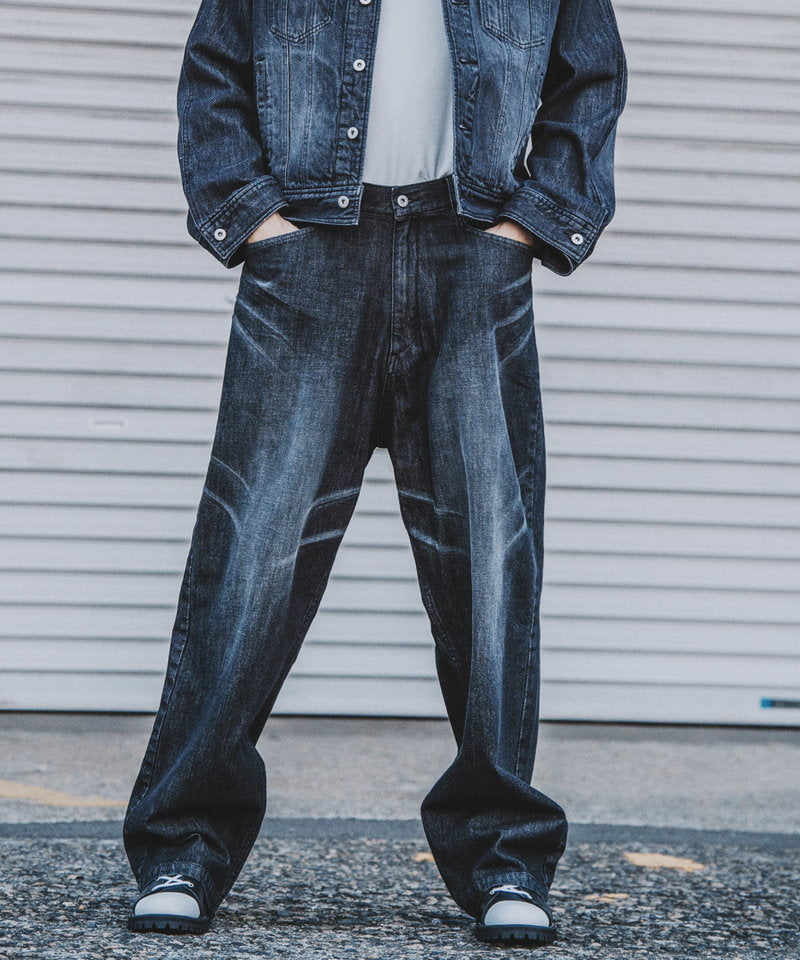 ハイウエストデニムワイドPT