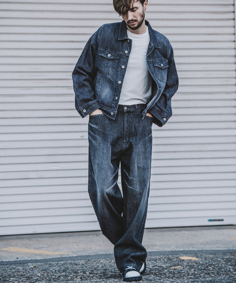 ハイウエストデニムワイドPT