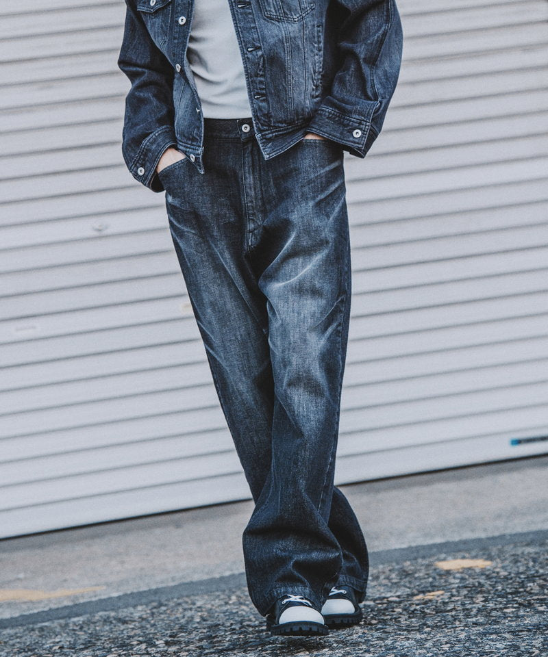 ハイウエストデニムワイドPT