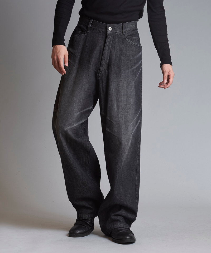 ハイウエストデニムワイドPT