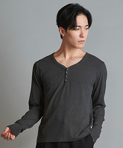 Slim Fit Henley V/N Long Sleeve T-Shirt