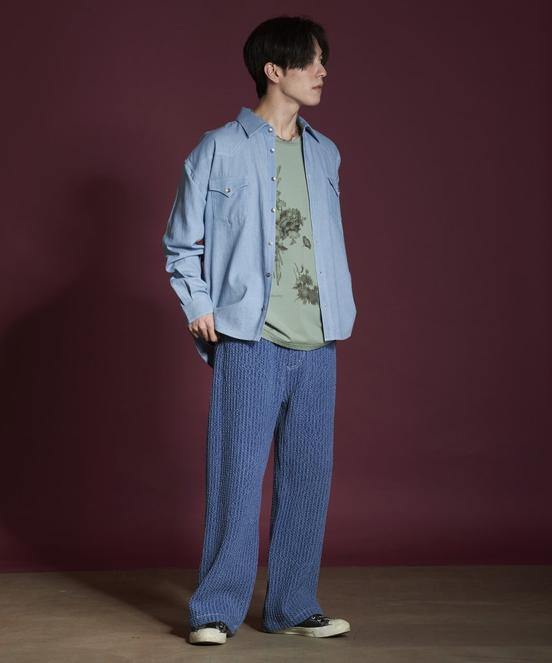 Jacquard Straight Denim PT