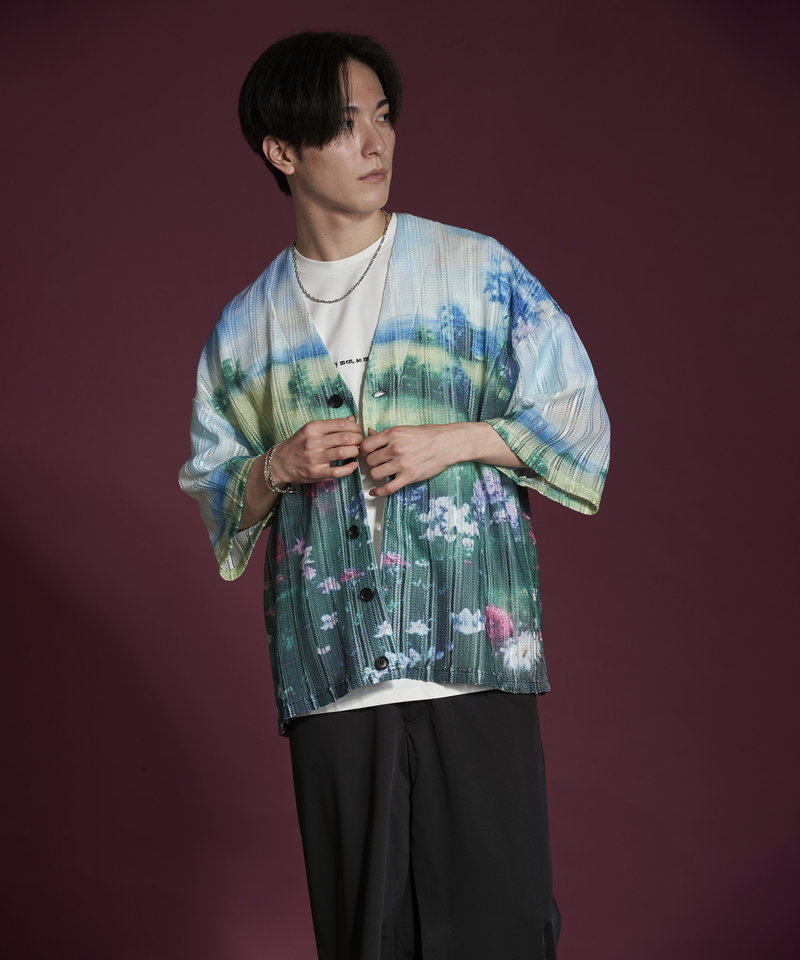 All-over pattern sheer knit CD